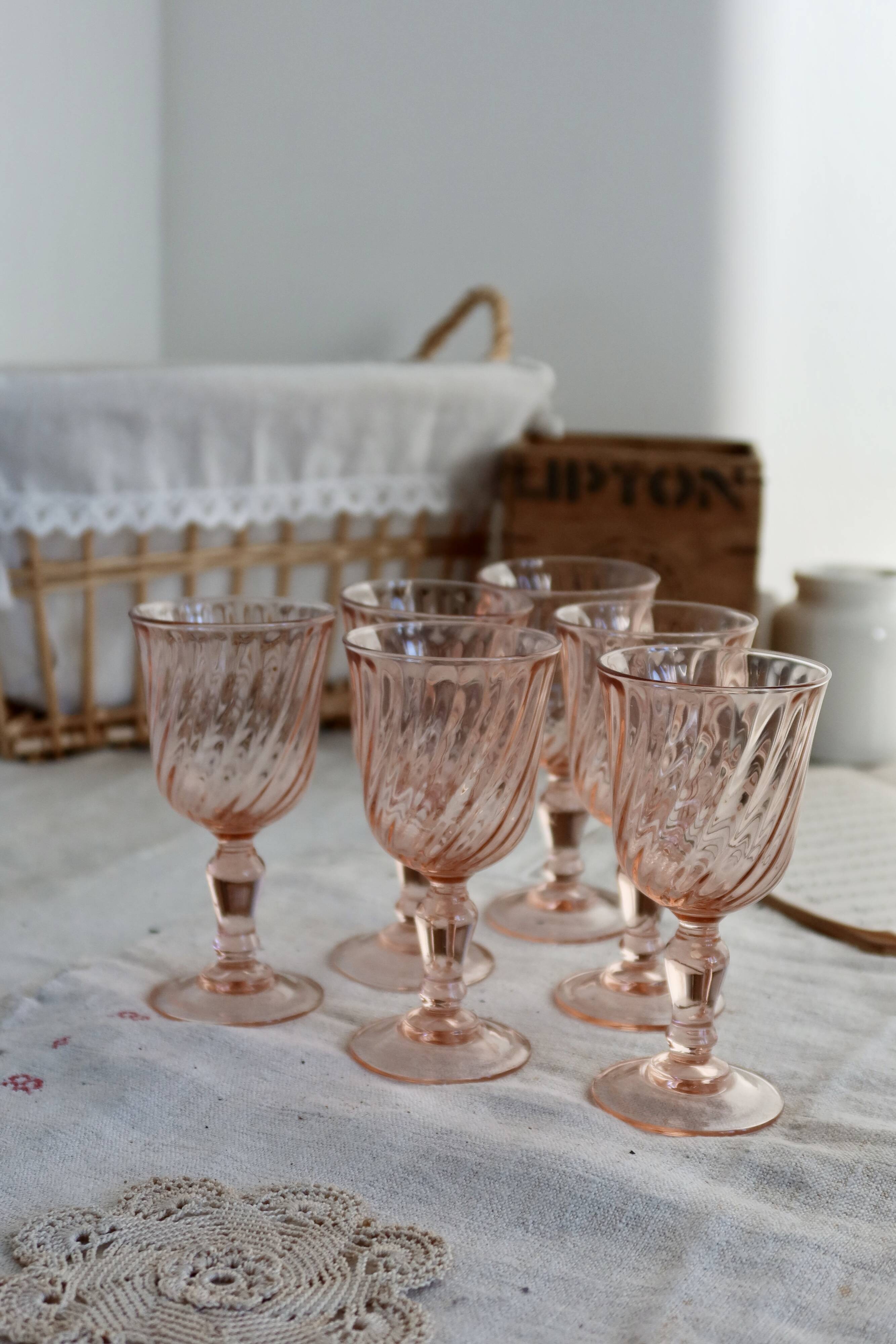 6 coupes à champagne vintage Luminarc Rosaline