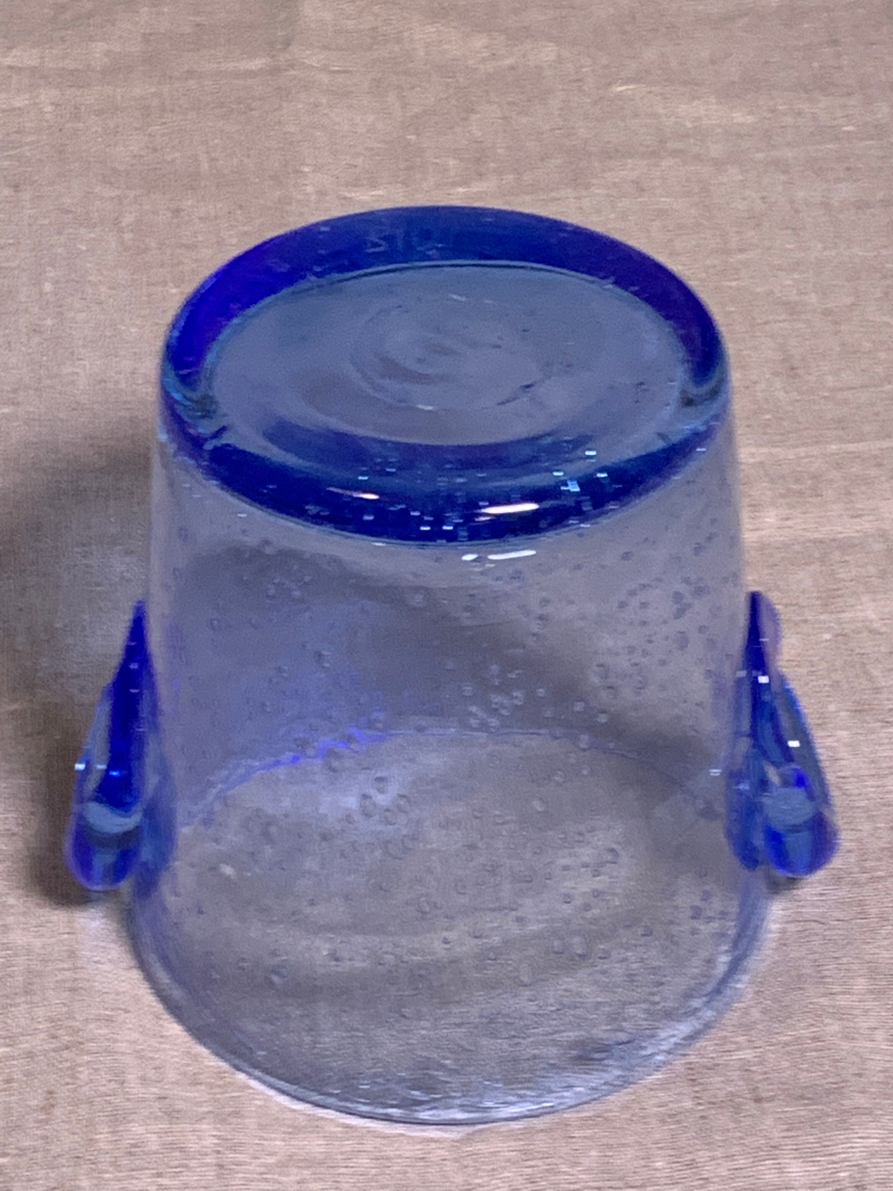 Blown glass ice bucket and lavender blue bubble from the Biot glassworks
