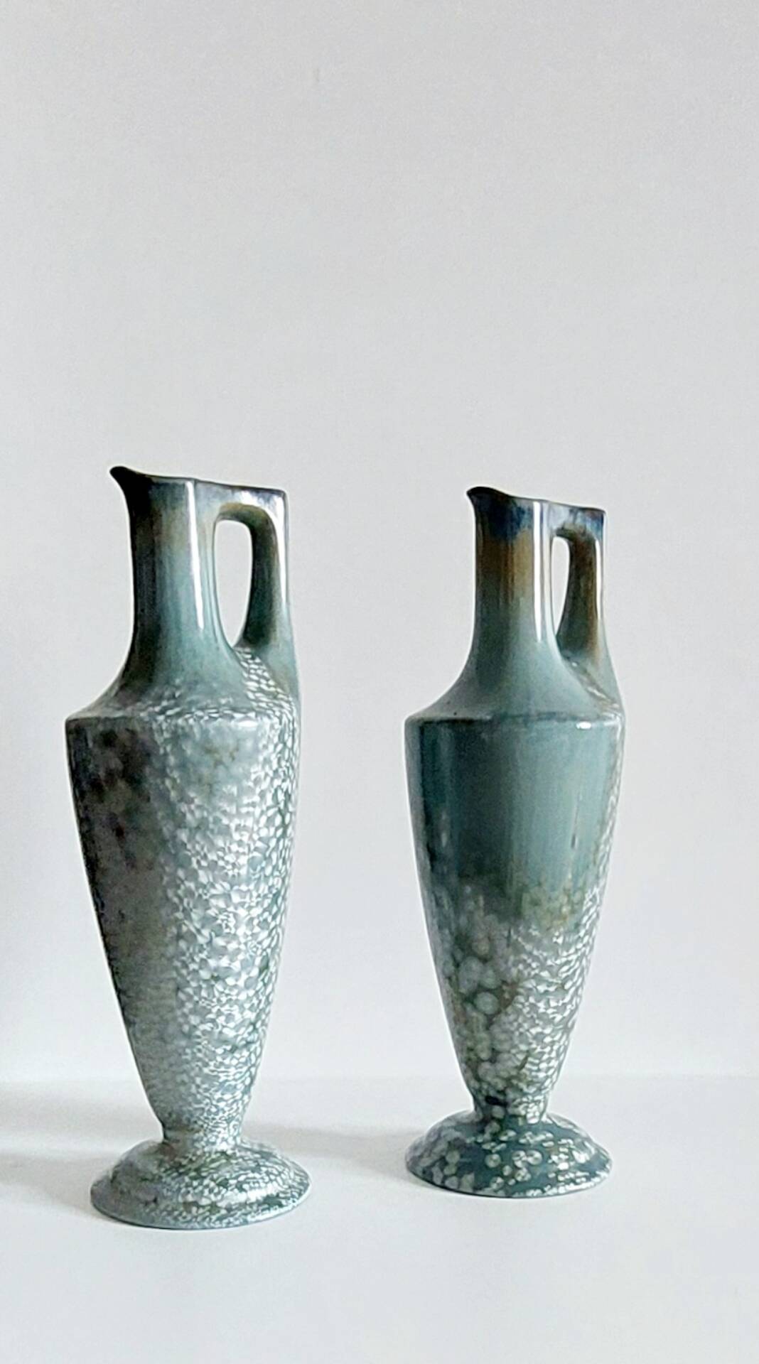 Pair of Sarreguemines vases with crystal glazes
