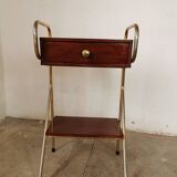 Metal and wood bedside table 1960/1970