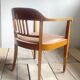 Swiss Art Deco Wood Armchair with Brown Leather Seat, 1930s