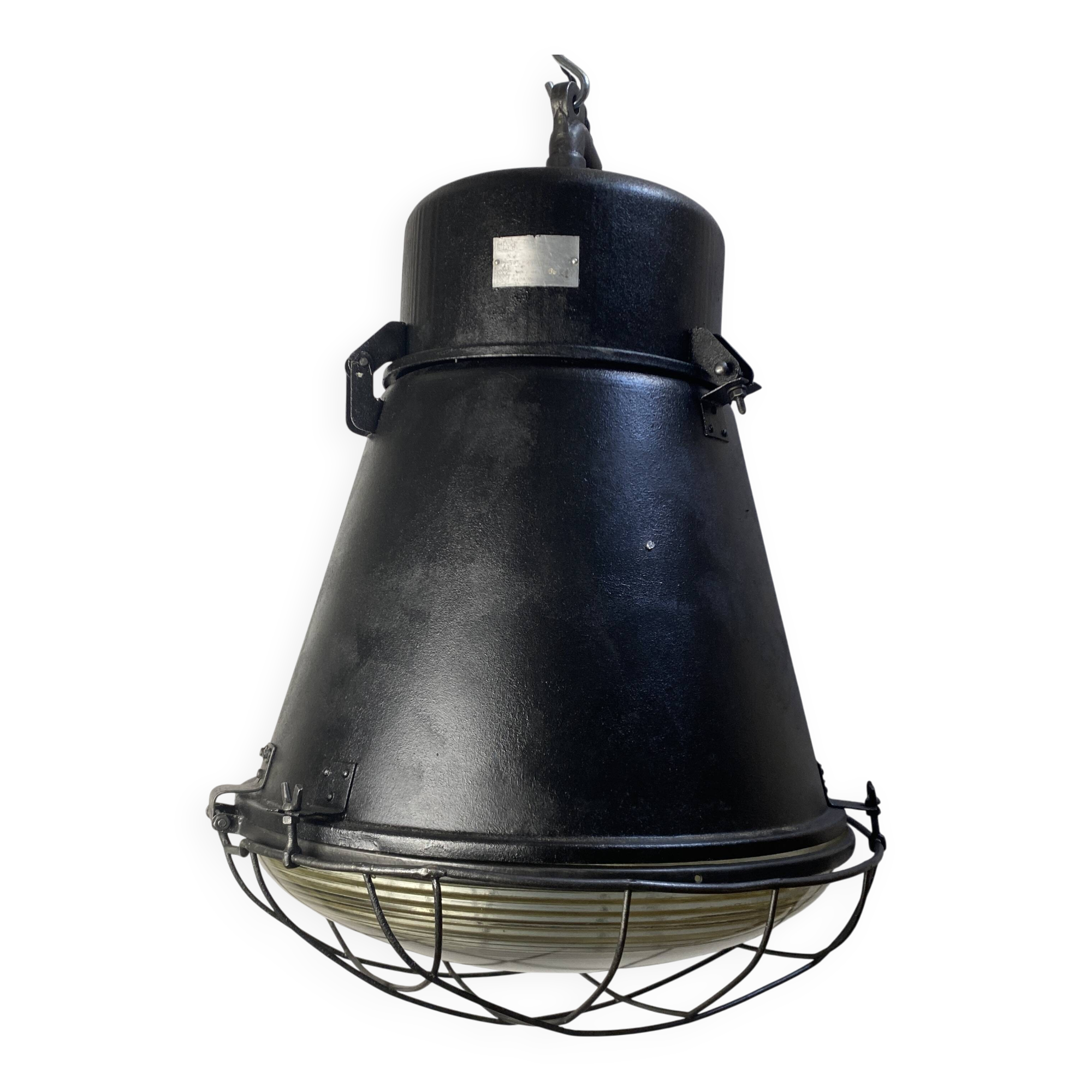 IMPRESSIVE VINTAGE POLISH INDUSTRIAL XXL SUSPENSION LIGHT