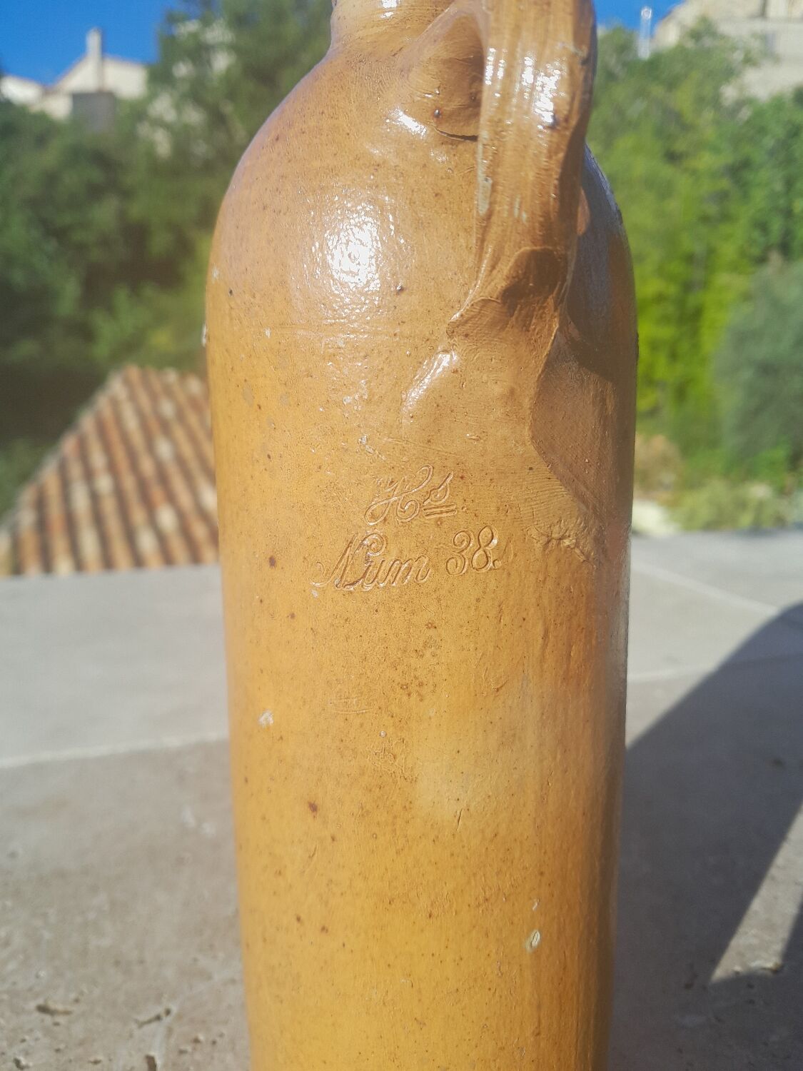 Old stoneware jug bottle