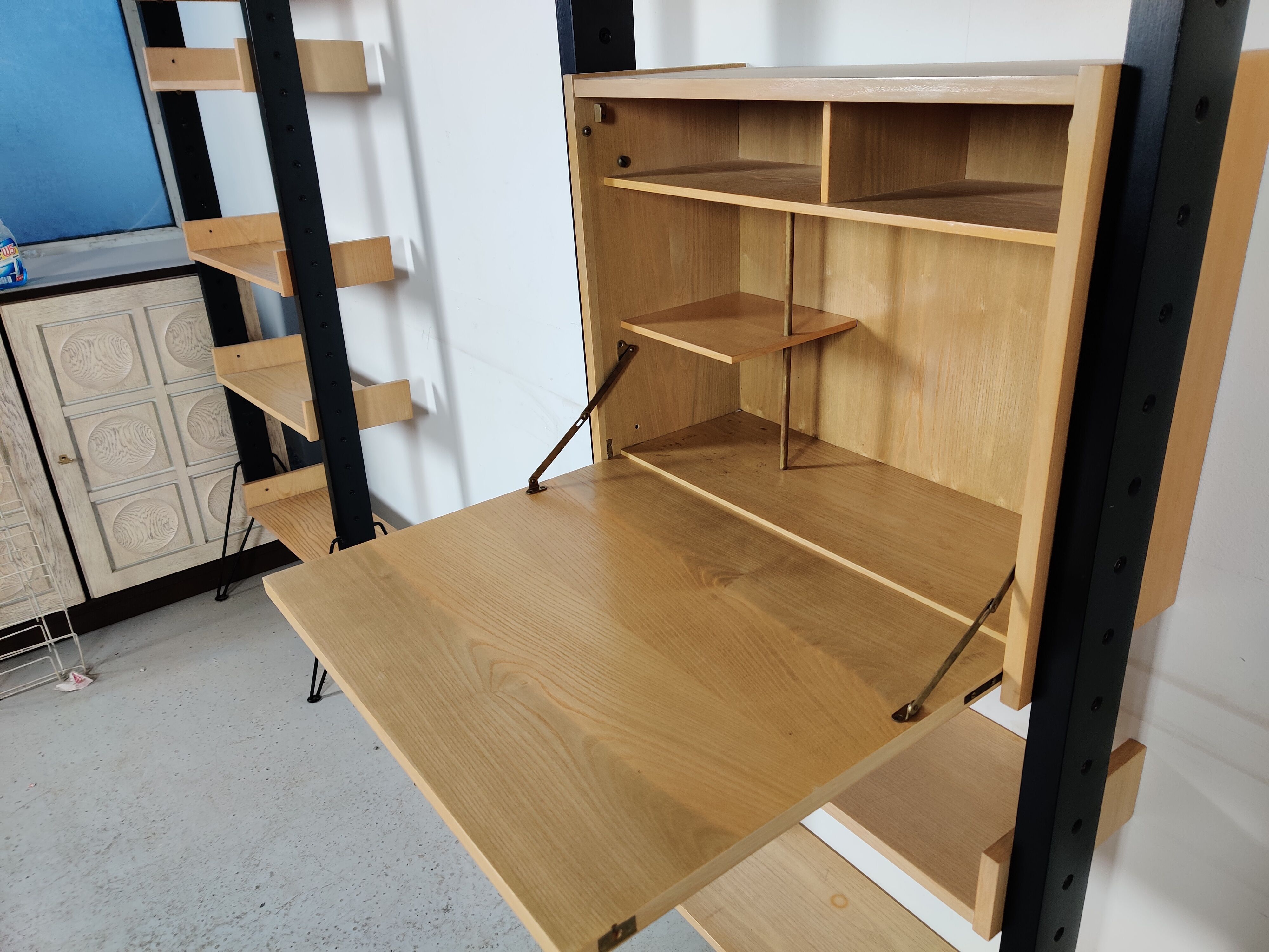 Scandinavian modular shelving system on legs, 60s