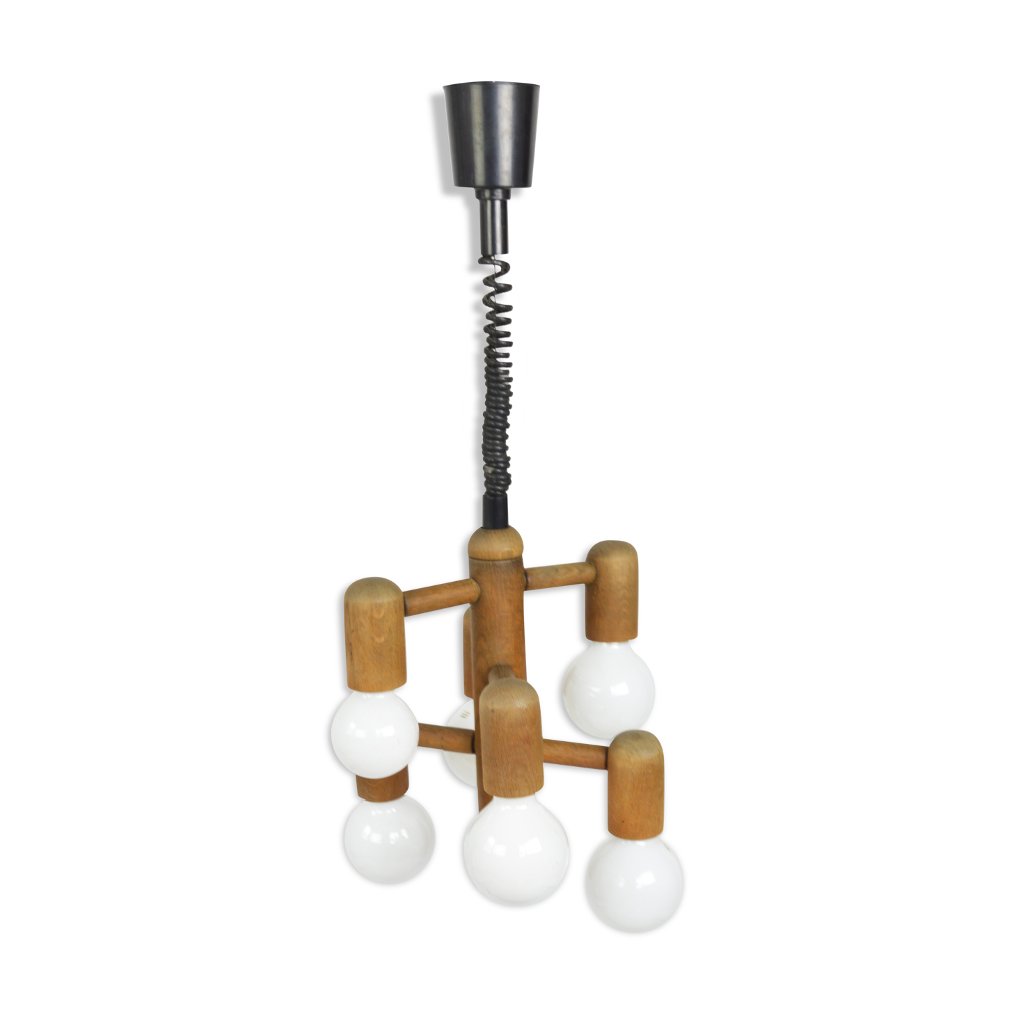 Wooden pendant lamp, 1970s