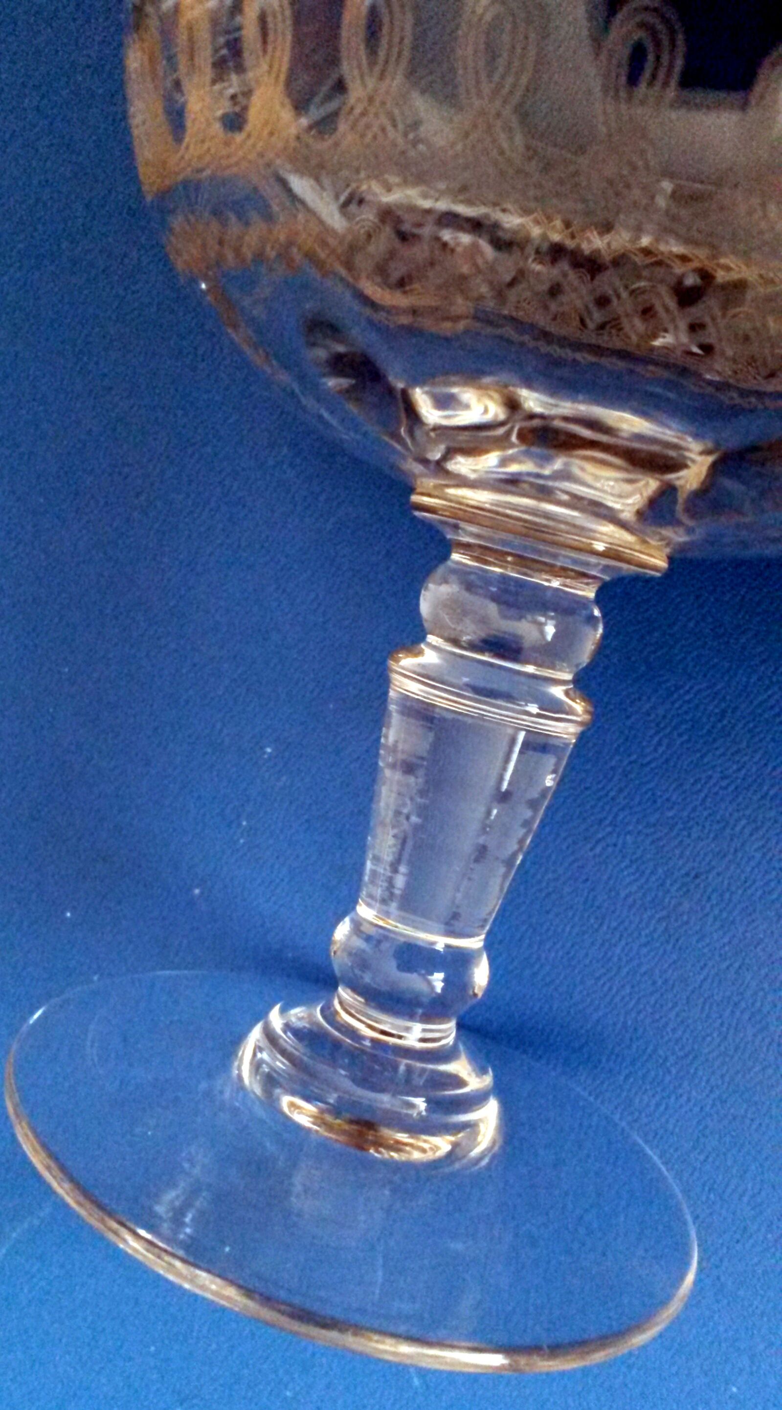 Six old champagne in serious crystal cups