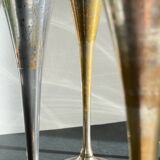 6 Vintage Silver-Plated Brass Champagne Flutes