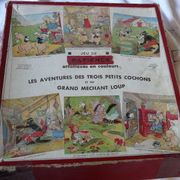 box of 6 wooden puzzles the 3 little walt Dizney pigs