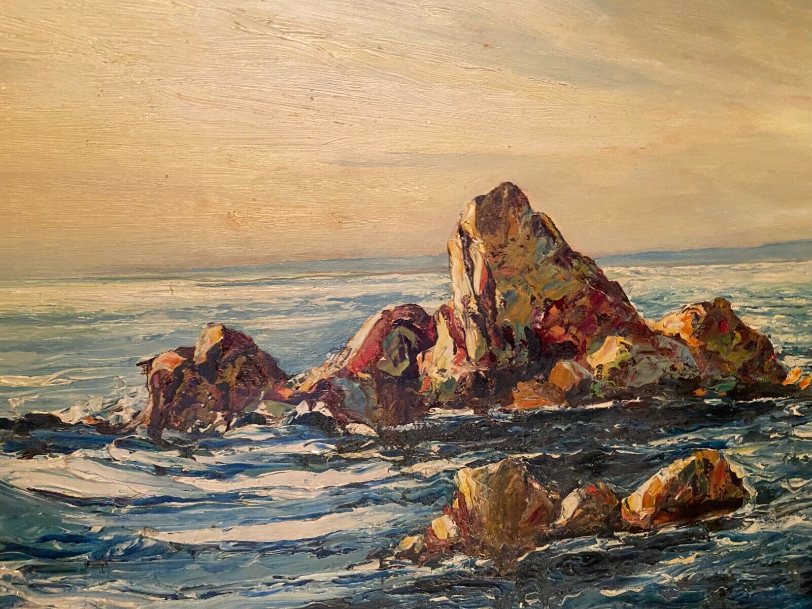 Painting, oil on panel, marine signed joseph hurard 1887-1956 work titled on the back: vague