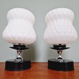 Pair of glass bedside lamps, 1970s