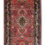 Vintage persian runner rug traditional long handmade red floral carpet 77x265cm