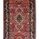 Vintage persian runner rug traditional long handmade red floral carpet 77x265cm