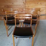 5 vintage black skai chairs