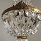 French Empire Style 3 Light Bronze Montgolfier Crystal Basket Chandelier