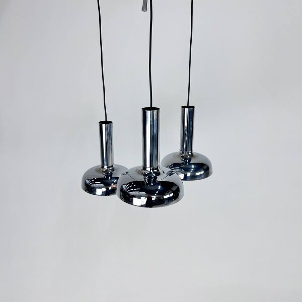 Lampe à Suspension Space Age Chrome, 1970s