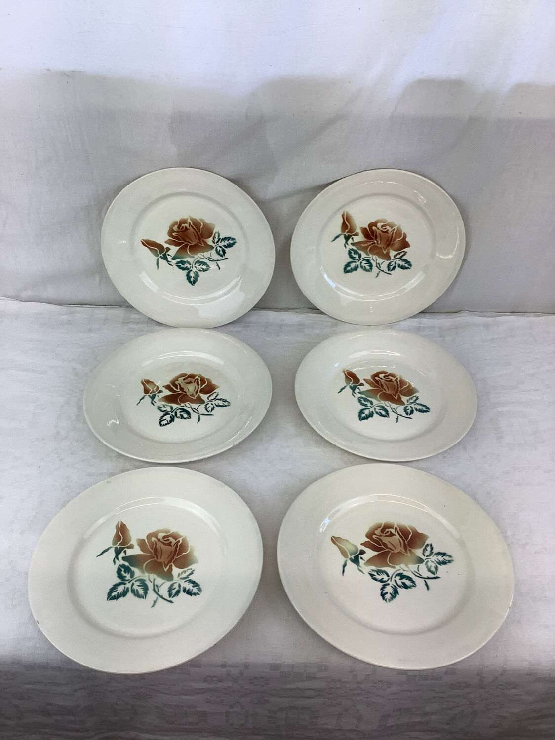 6 old flat plates made in France Digoin