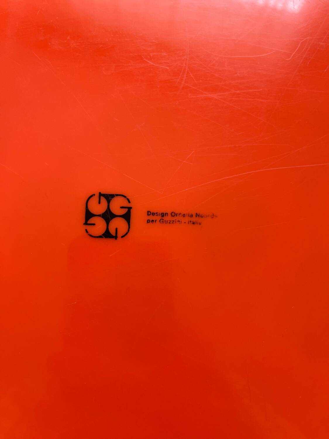 Guzzini orange plate, Ornella Noorda, 1970 design
