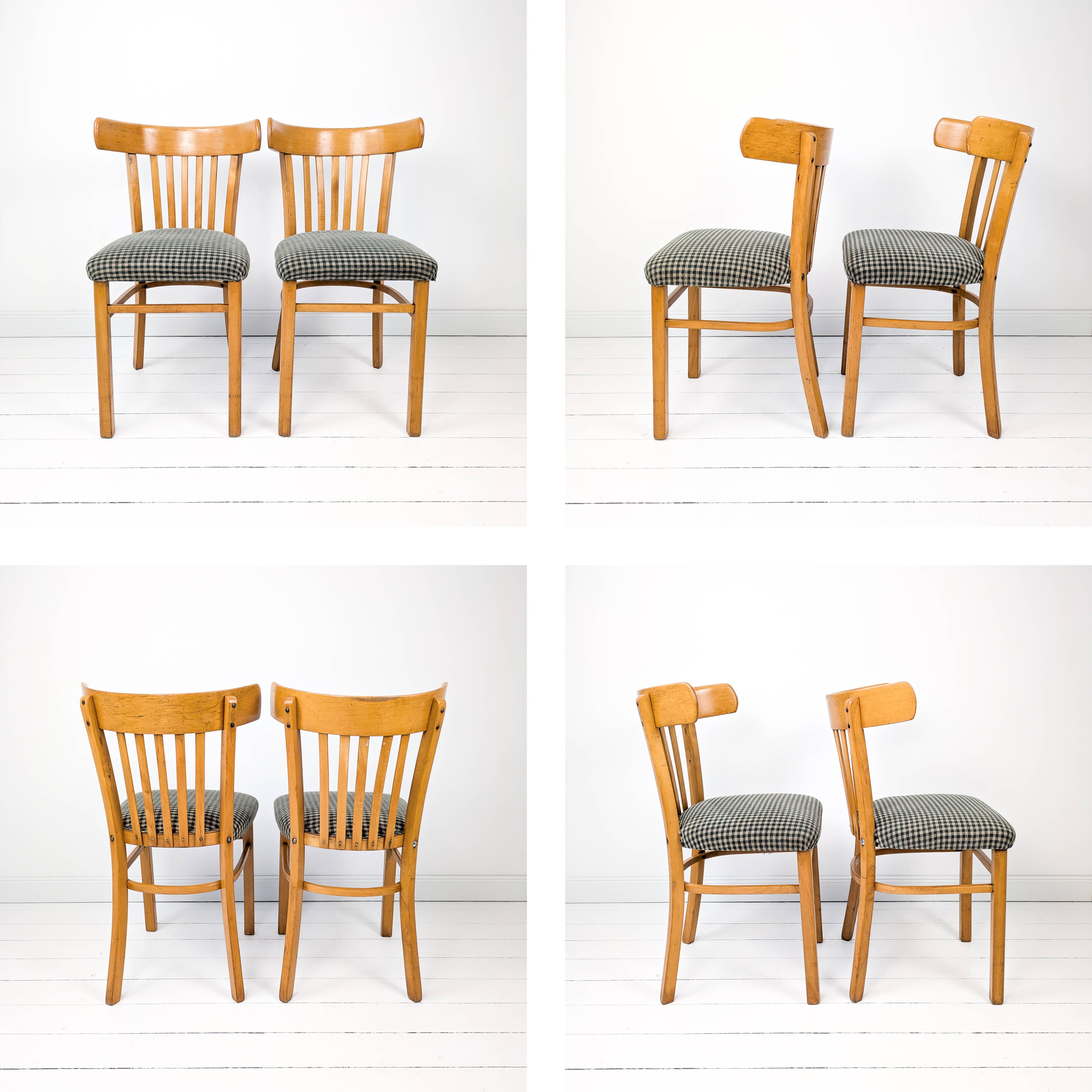 2pcs Chaise de café Bistro chaise Mid Century Vintage rembourrage carreaux