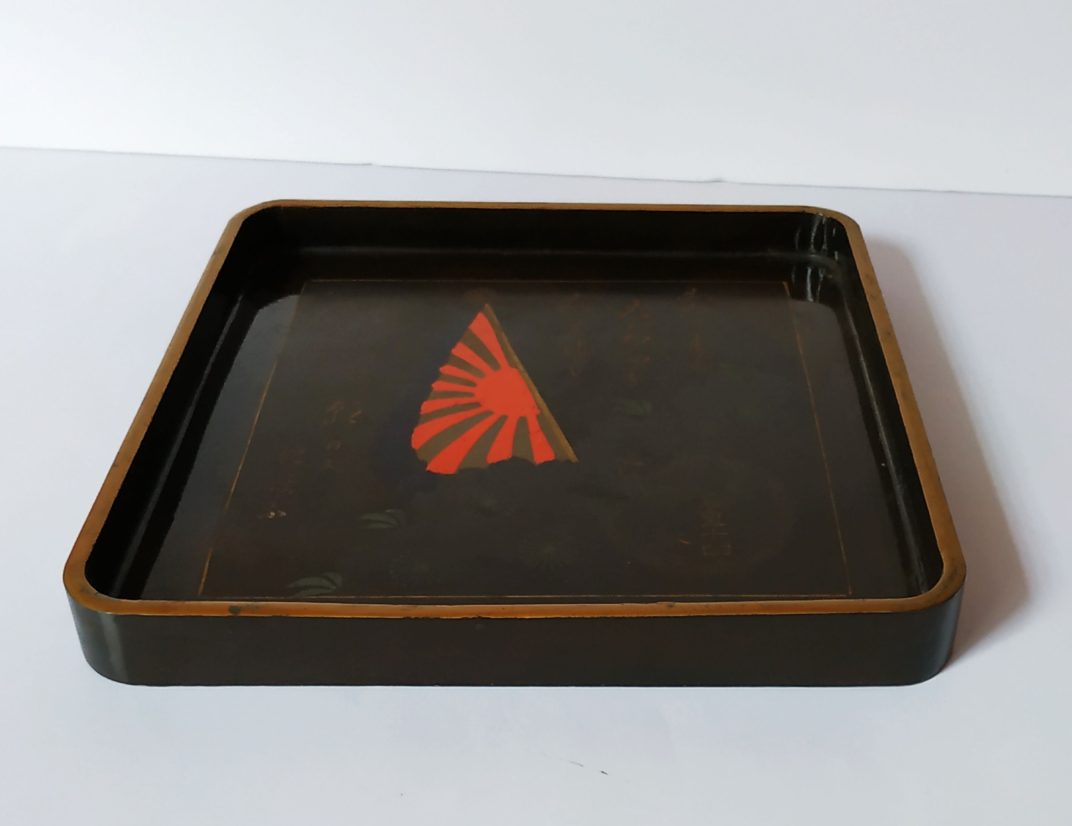 Laque plateau - flag Rising Sun - Japan 1930 - Art Deco style Mingei