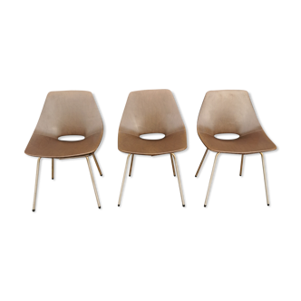 Suite of 3 barrel chairs by P. Guariche