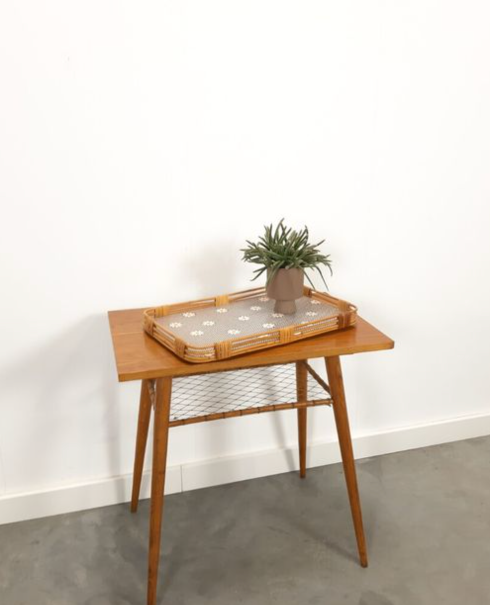 Vintage rattan top with flowers