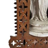 Carved wooden altar chapel shape with virgin al child h 58 cm religion