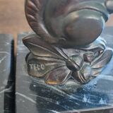 Squirrel bookends signed Tedo, Art Deco
