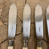 5 English fish knives in silver metal and Bakelite