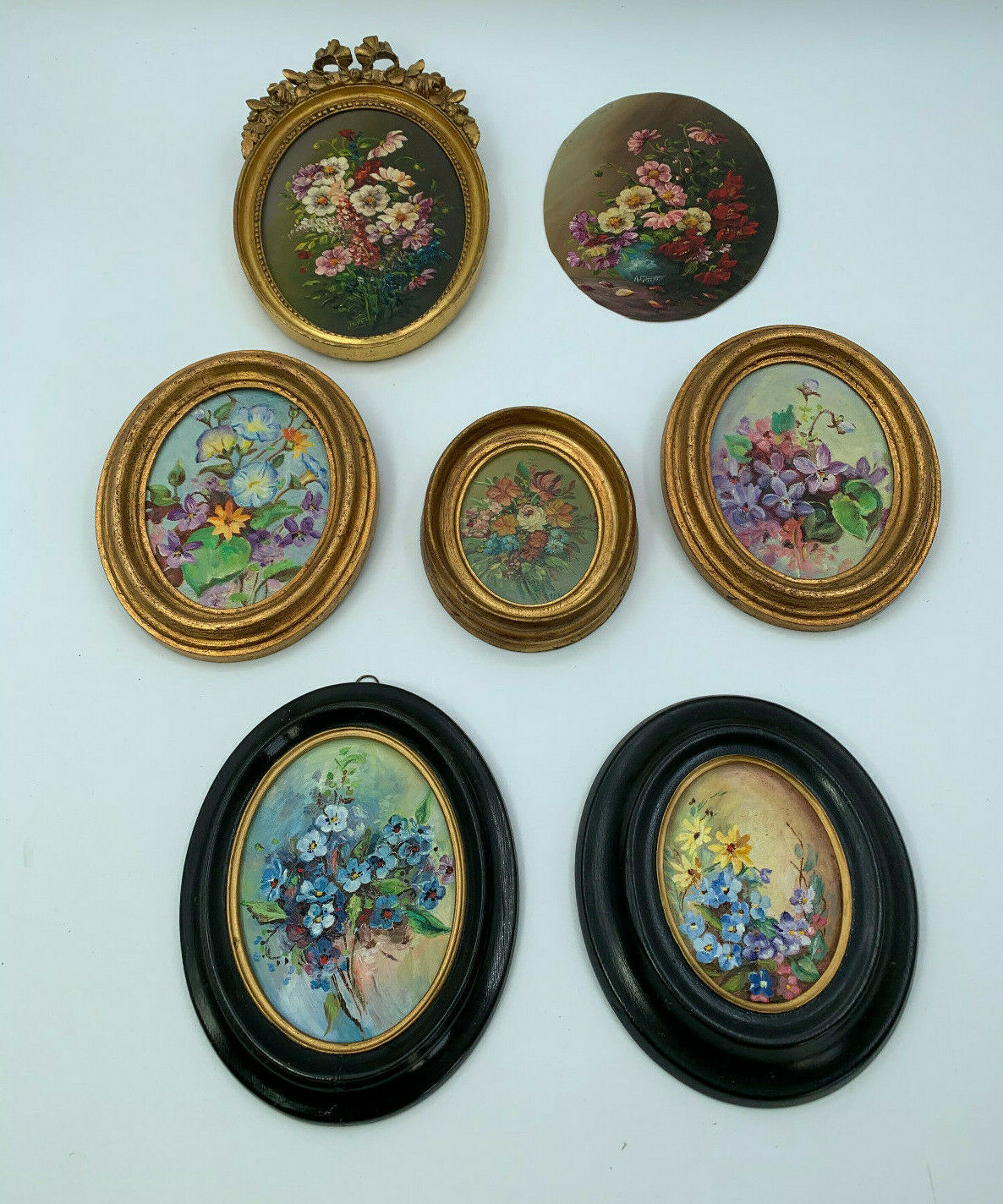 Lot miniature paintings floral decoration 1920
