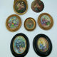 Lot miniature paintings floral decoration 1920