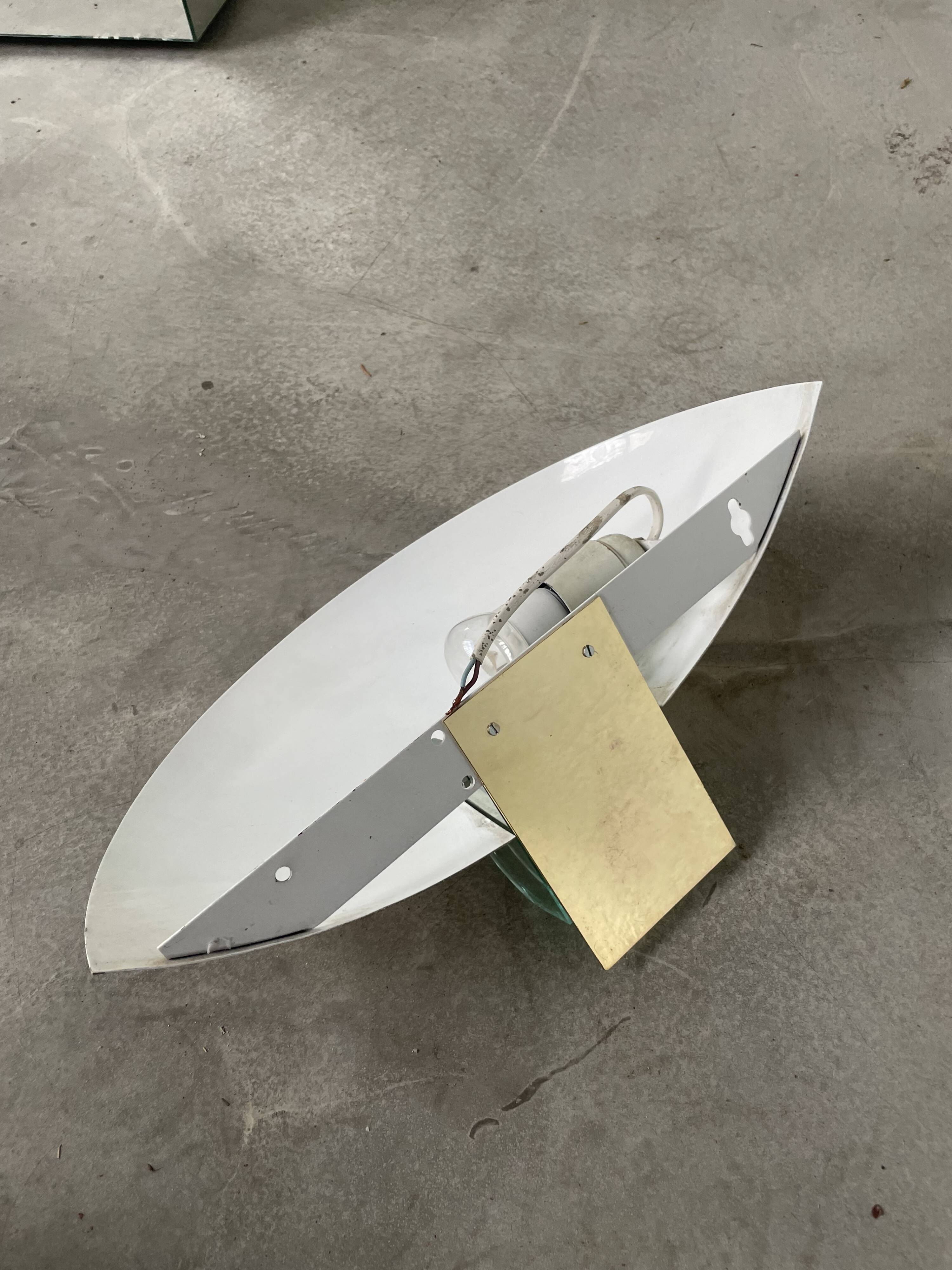 Pair of brass and art deco glass wall lights SCE