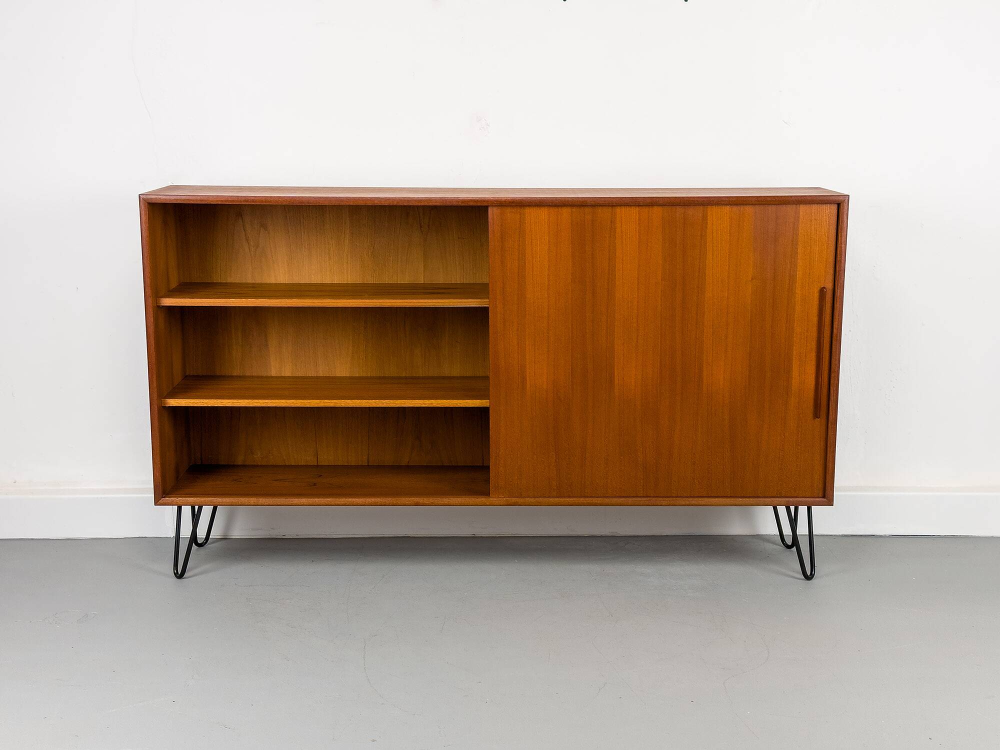 Teak Bookcase with One Sliding Door from Wk Möbel, 1960s