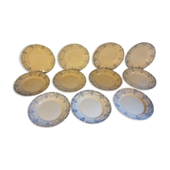 Suite of 11 flat plates iron earth