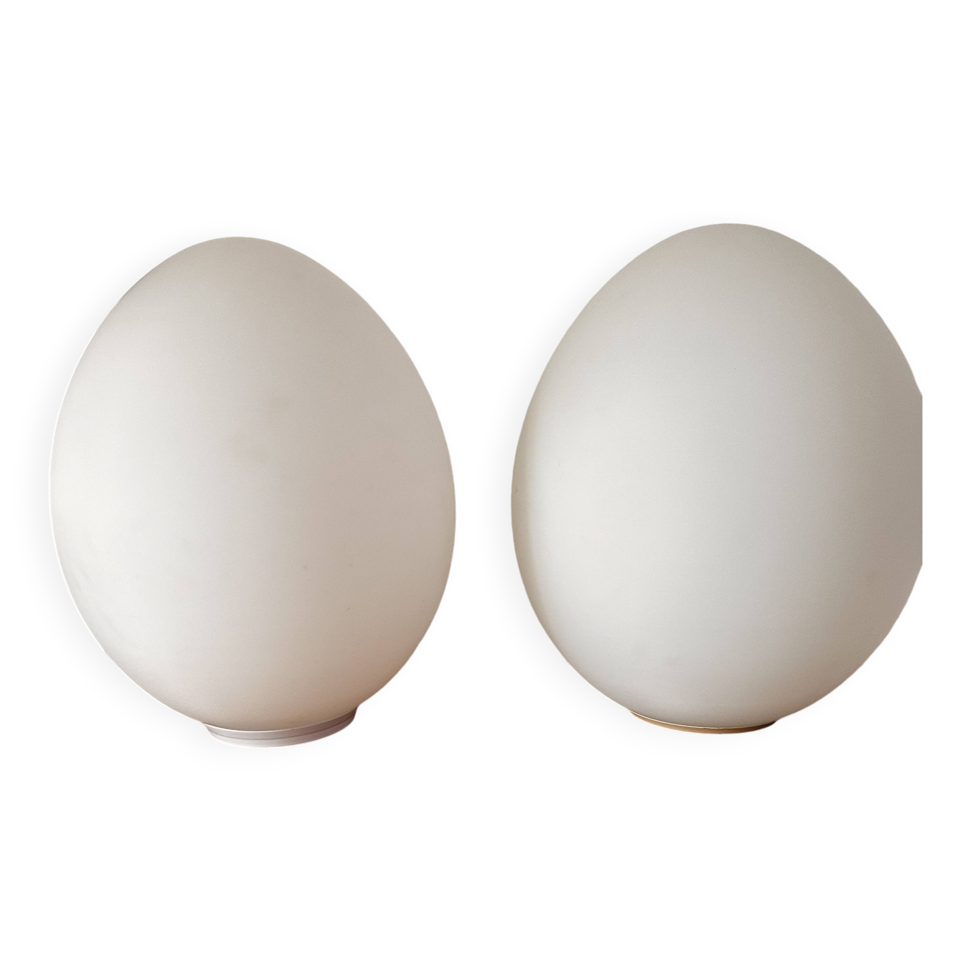 Two opal glass egg lamps