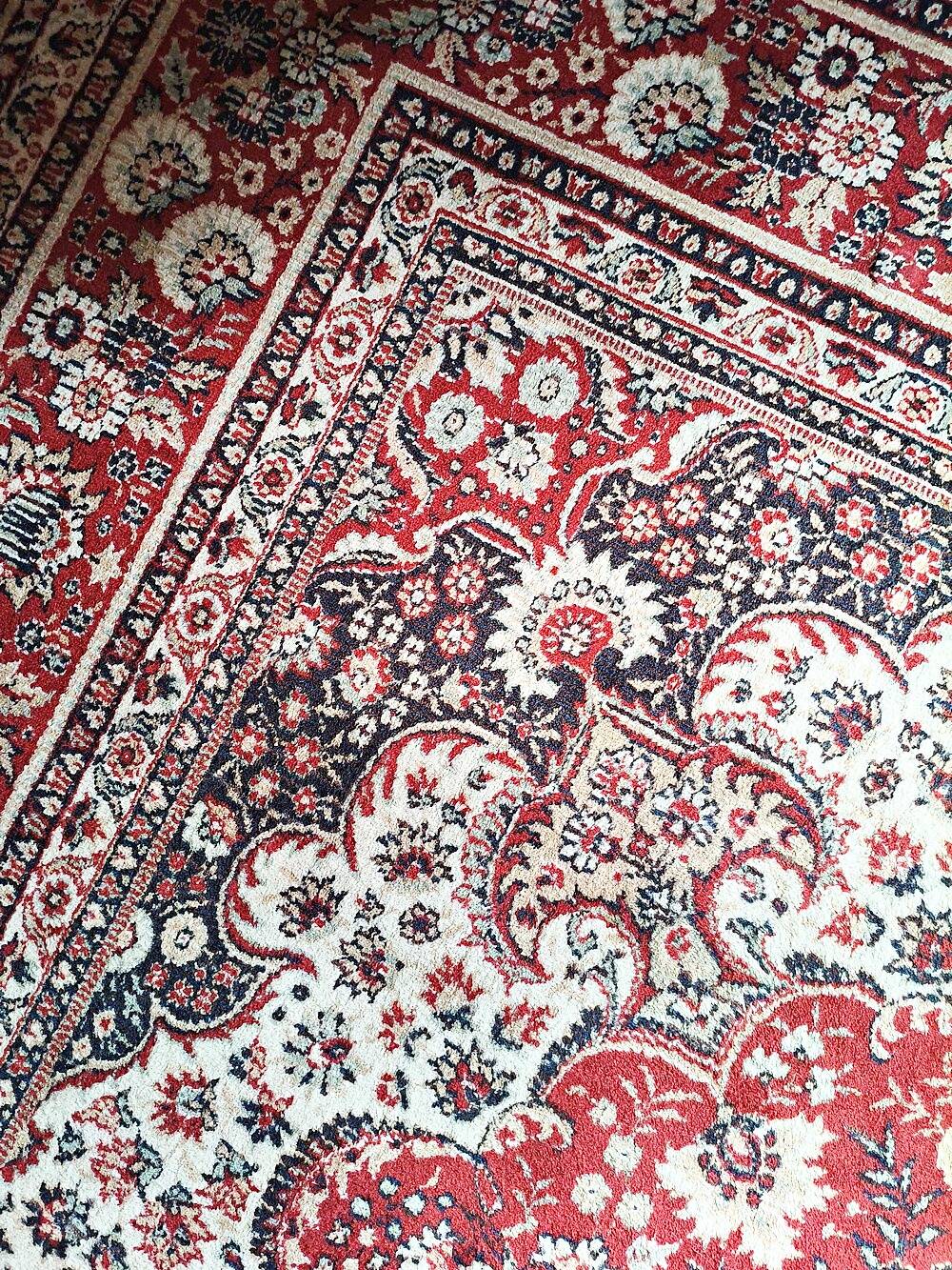 Large vintage carpet pure wool Persian design 240x340cm French made