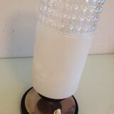 Tube bedside lamp with bi-material/vintage glass lampshade, 60/70s