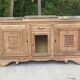 Renovated art deco sideboard in solid raw oak and gray marble 190cm