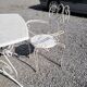 Old wrought iron garden furniture, table + 2 armchairs + 2 chairs