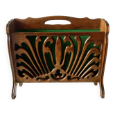 Vintage carved wooden magazine rack