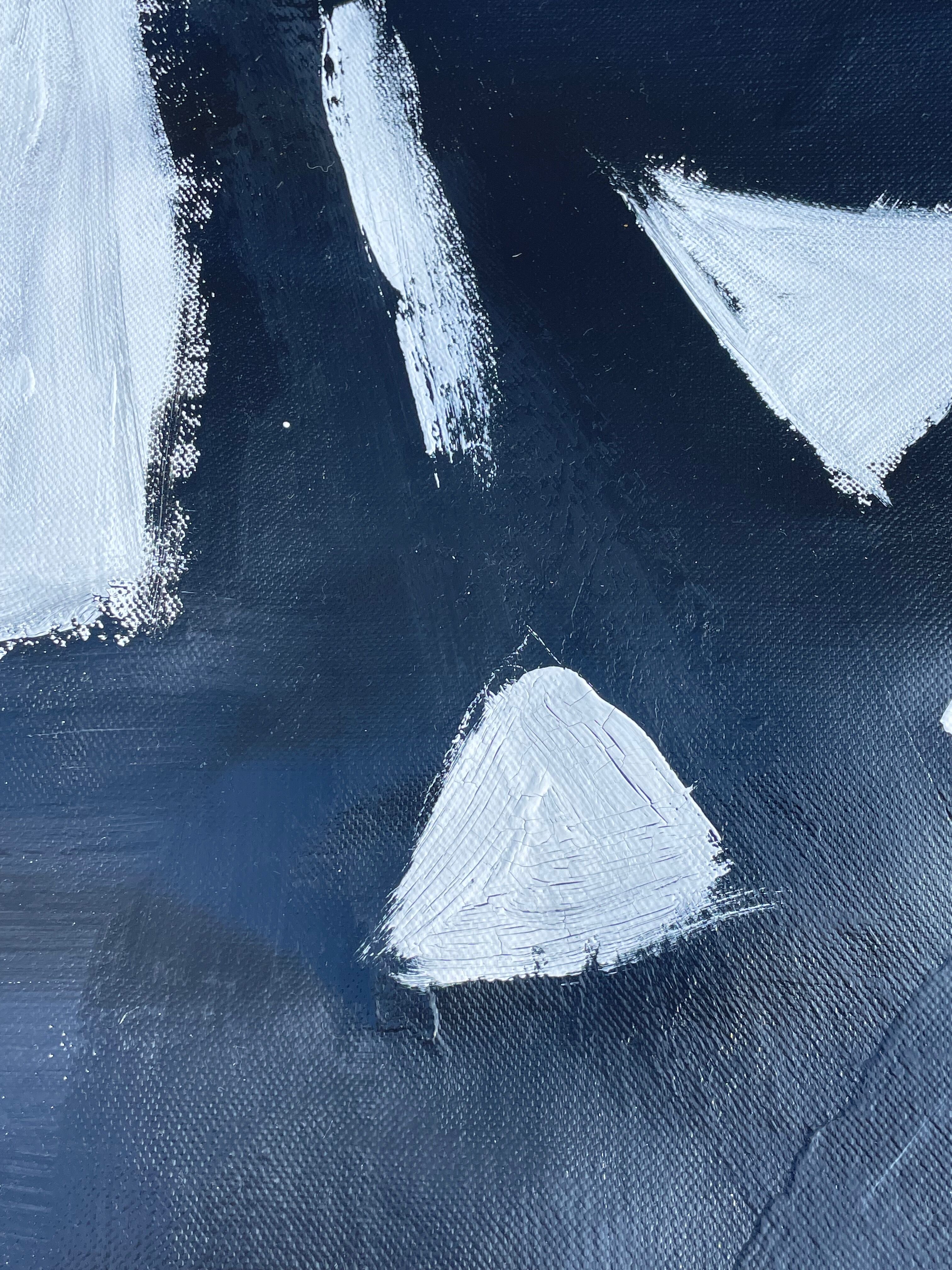 Tableau peinture abstraite noir et blanc XXe
