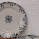 6 Flat plates in blue/green iron earth model "Mignon", H & Cie Sarreguemines