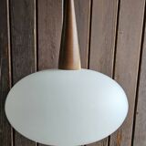 Scandinavian style pendant light in teak and opaline Louis Kalf