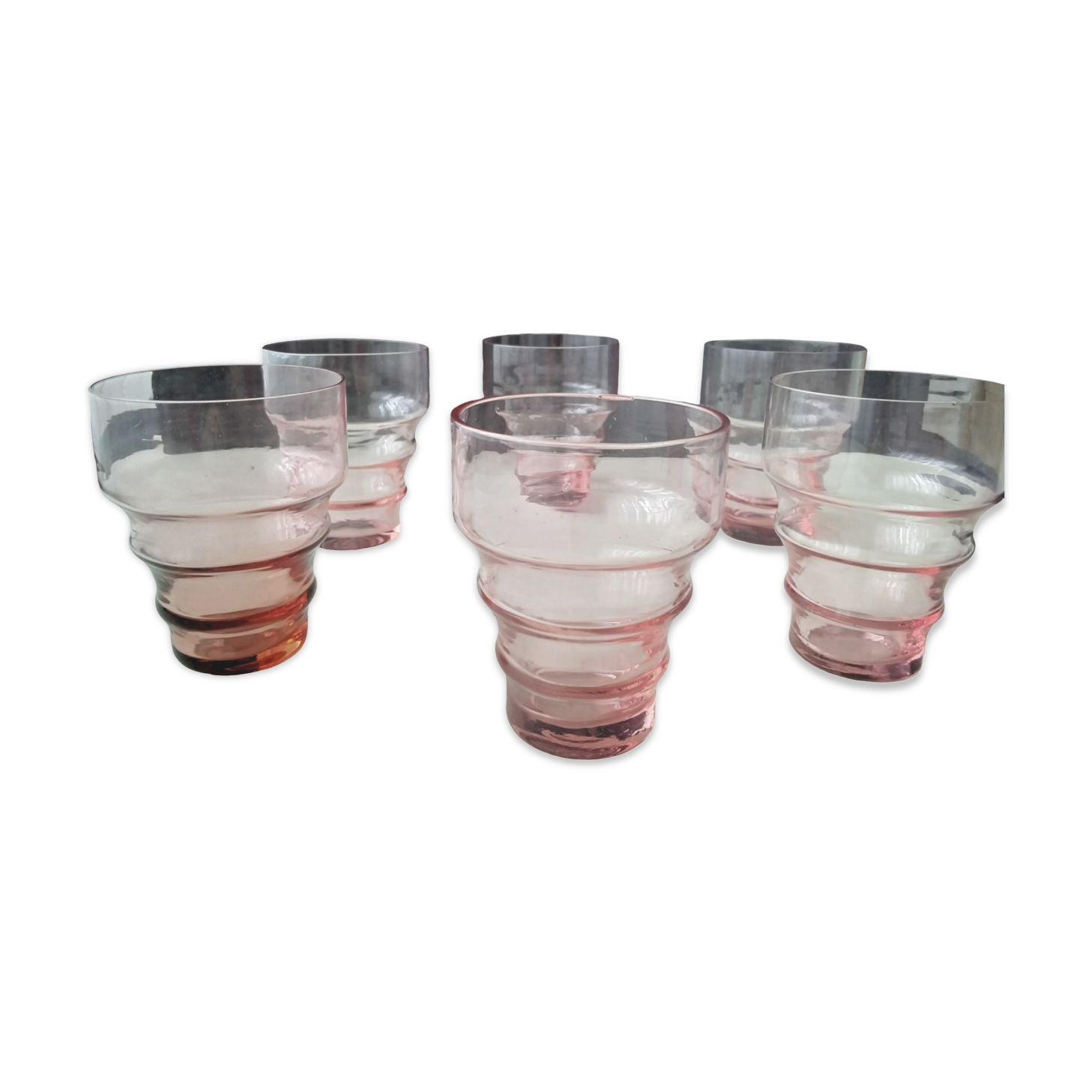 6 Rosé glass table glasses 30s-40s