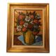 Tableau ancien, huile sur toile, représentant un bouquet de fleurs, milieu du XXe  siècle