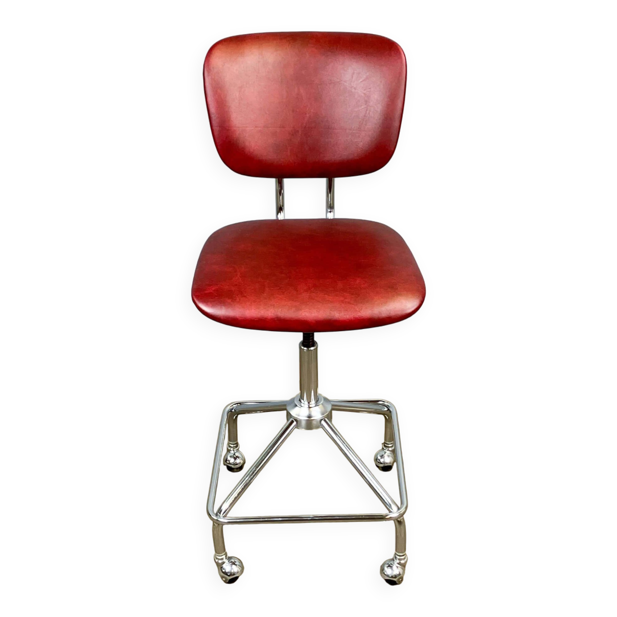 Swivel chair, chrome frame and faux leather, 1960s