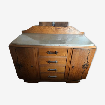 Commode plateau marbre beige  style art deco