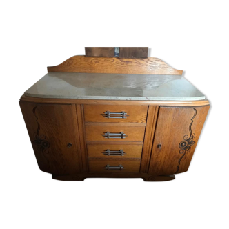Art deco art style beige marble dresser
