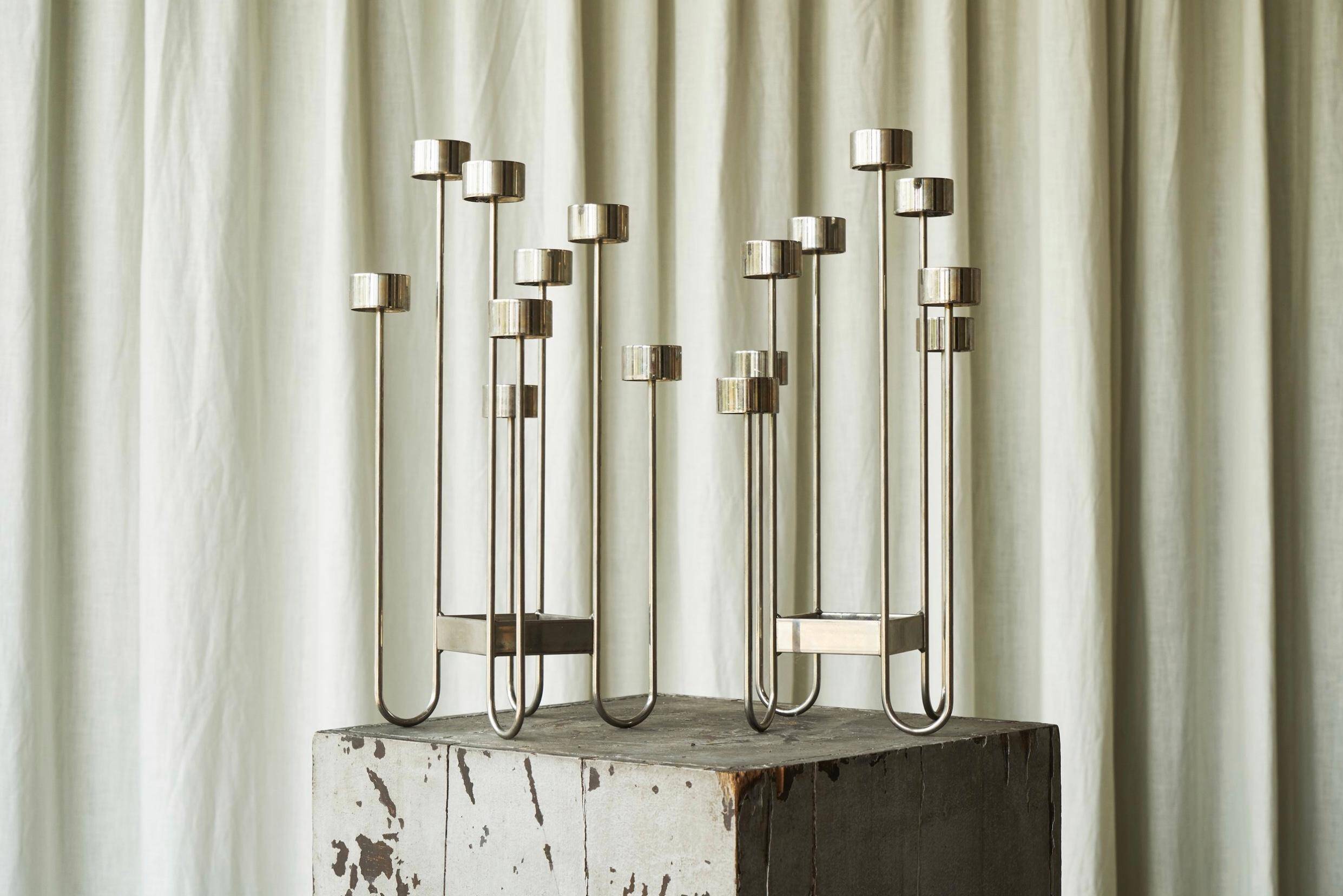 Pair of large candle holders by Tommy Larsen from the 1990s.