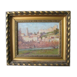 Painting - Village de Provence - Wood frame and gilded stucco - South of France