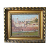 Painting - Village de Provence - Wood frame and gilded stucco - South of France